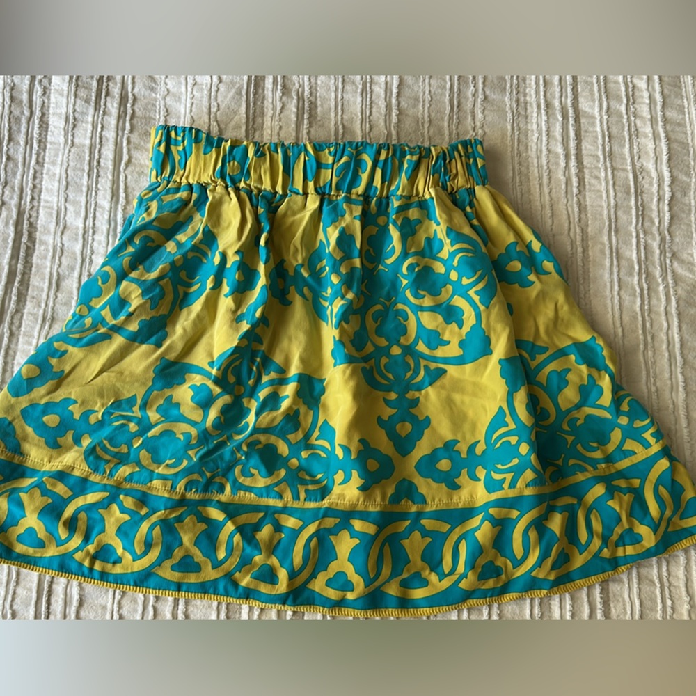 Yellow and Teal Patterned Skirt